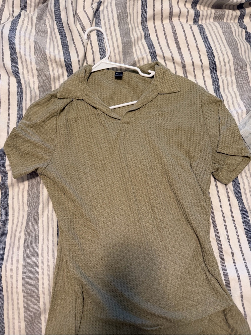 Olive Green Polo-Style Knit Top